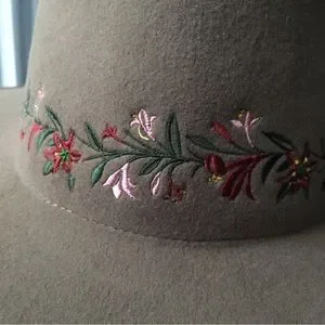 NWT WYETH x Frida Kahlo floral ebroidered wide brim wool hat WYETH x Frida Kahlo Brown 100% Wool Wide Brim | Mercari main image 3
